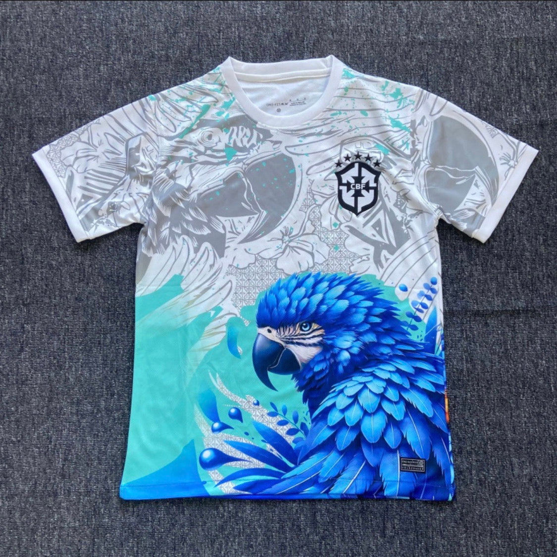 Brazil Football Concept Jersey – Blue Parrot Design – Small & Medium – New with Tags